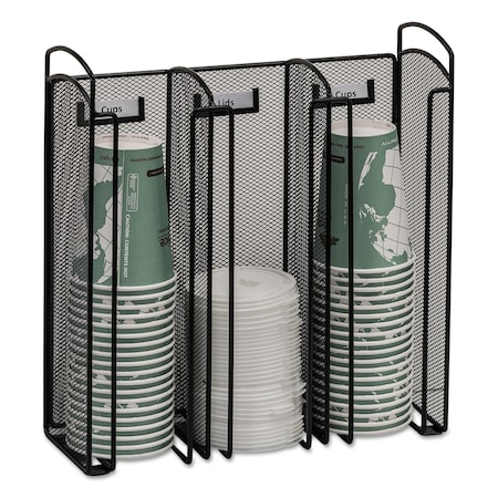 Safco Onyx Breakroom Organizers, 3 Comp, 12.75x4.5x13.25, Steel Mesh, Black 3292BL